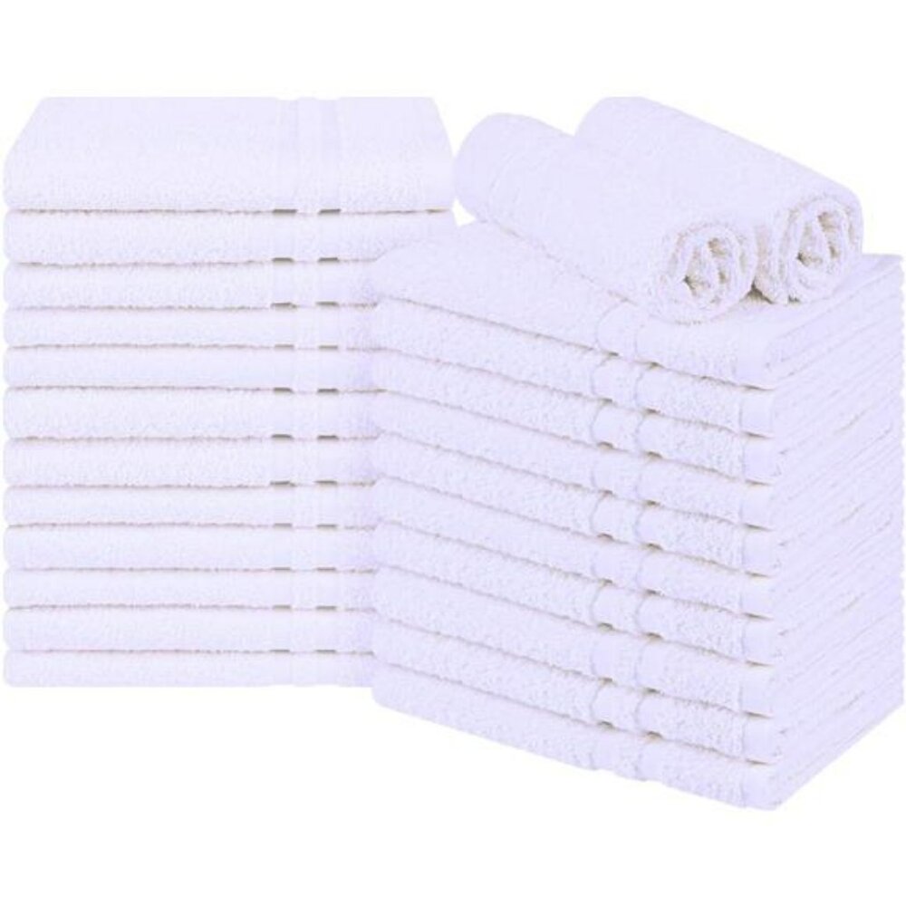 White Cotton Hand Towels 24 Pack Soft Absorbent Quick Dry Bathroom Spa Gym Salon